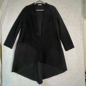 Karakorum Black Wool Blend Longline Open Front Coat S/M
